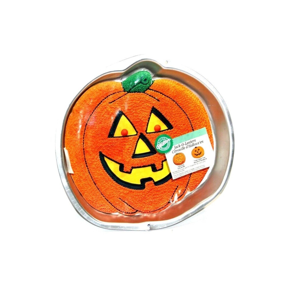 Vintage Wilton Pumpkin Face Cake Pan Mold Jack O Lantern Halloween 1981 Aluminum